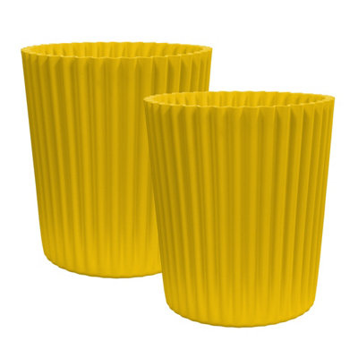 simpa 2PC XL Golden Yellow Wave Plastic Planters.