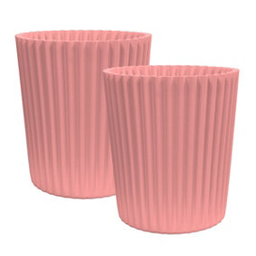 simpa 2PC XL Pink Wave Plastic Planters.