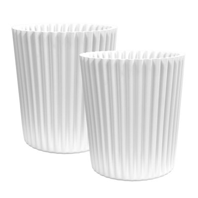 simpa 2PC XL White Wave Plastic Planters.