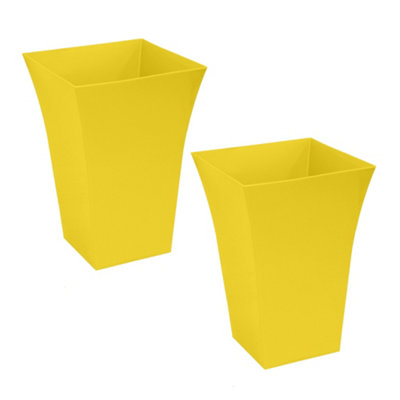 simpa 2PC Yellow Large Milano Plastic Planters.