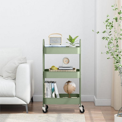 thumbnail image 2 of Brightroom 3-Tier Utility Cart - Plastic & Steel, Modern Storage, USA Made 2 of 6