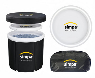 simpa 330L Ice Bath Cold Water Therapy Pod with Lid - BLACK & WHITE