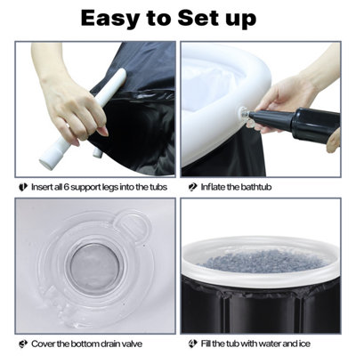 simpa 330L Ice Bath Cold Water Therapy Pod with Lid - BLACK & WHITE