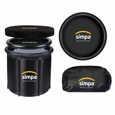 simpa 330L Ice Bath Cold Water Therapy Pod with Lid - BLACK