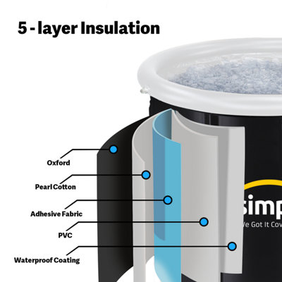 simpa 330L Ice Bath Cold Water Therapy Pod with Lid - BLACK