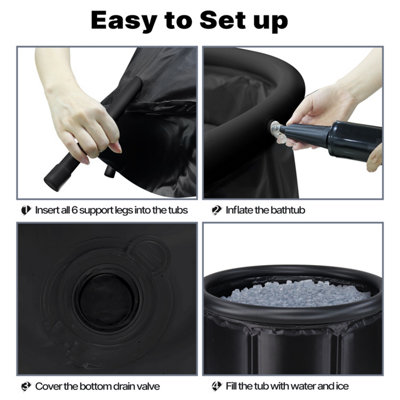 simpa 330L Ice Bath Cold Water Therapy Pod with Lid - BLACK