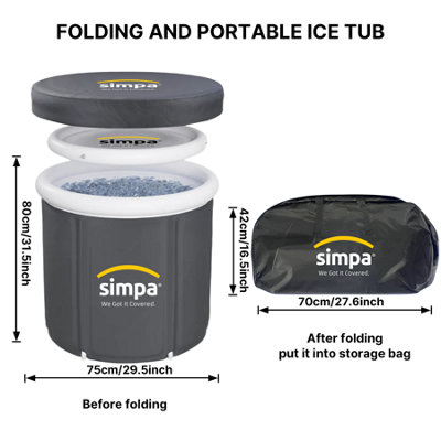 simpa 330L Ice Bath Cold Water Therapy Pod with Lid - GREY