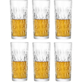 simpa 330ml Old Fashion Style Textured Design Hi-ball Drinking Glasses, Set of 6