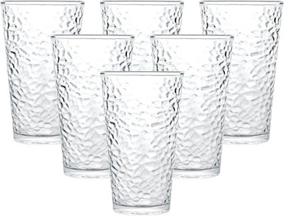 simpa 335ml Hammer Pattern Finish Drinking Glasses, Set of 6