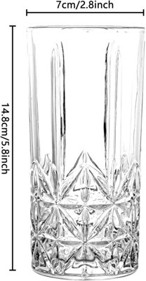 simpa 350ml Vintage Style Highball Drinking Glasses, Set of 6