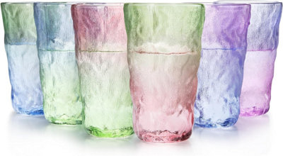 simpa 360ml Glacier Gradient Colour Highball Drinking Glasses, Set of 6