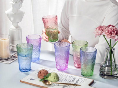 simpa 360ml Glacier Gradient Colour Highball Drinking Glasses, Set of 6