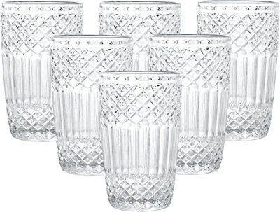 simpa 380ml Royal Posh Highball Drinking Glasses, Set of 6