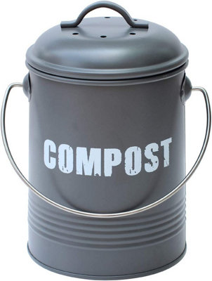 simpa 3L Grey Compost Food Waste Recycling Bin Caddy