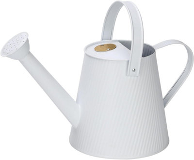 Simpa 3L Matt White Metal Watering Can with Watering Rose