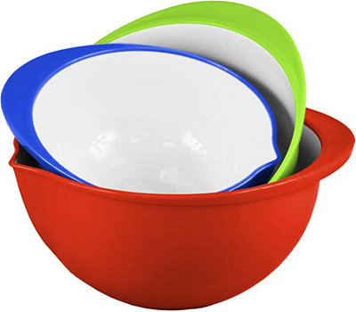 Trudeau Two-tone Nesting Mixing Bowls - Set of 3 - Red, Green