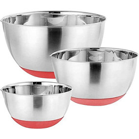 simpa 3PC Stainless Steel Mixing Bowls with Pouring Spout & Non-Skid Base