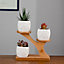 simpa 3PC White Owls Ceramic Plant Pots on Perch Stand