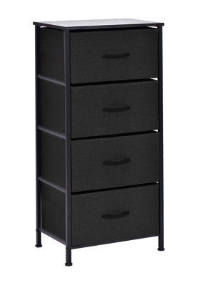simpa 4 Drawer Fabric Storage Tower Chest - Black