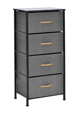 simpa 4 Drawer Fabric Storage Tower Chest - Grey