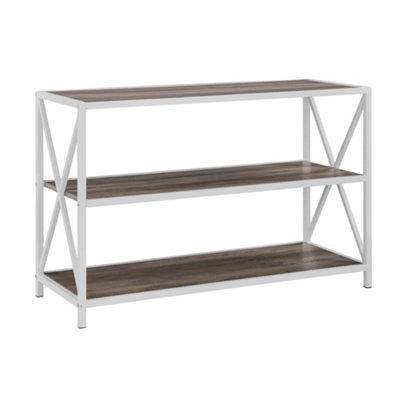 simpa 40" Grey Wash Industrial Collection Wood Bookcase White Metal