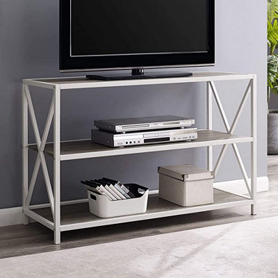 simpa 40" Grey Wash Industrial Collection Wood Bookcase White Metal