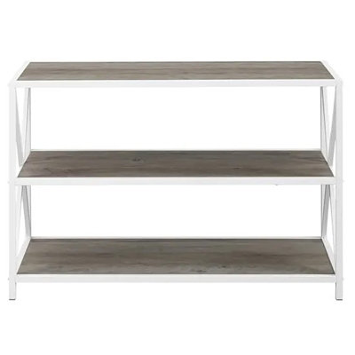 simpa 40" Grey Wash Industrial Collection Wood Bookcase White Metal