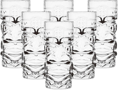 simpa 410ml Tiki Totem Highball Glasses, Set of 6