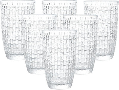 simpa 425ml Embossed Rattan Drinking Glasses, Set of 6