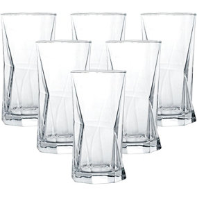 simpa 425ml Geometric Diamond Highball Drinking Glasses, Set of 6