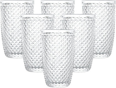simpa 425ml Quilted Diamond Pattern Drinking Glasses, Set of 6