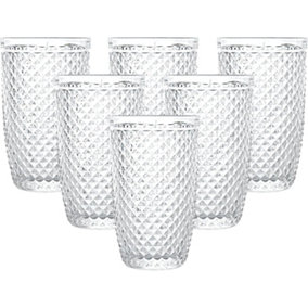 simpa 425ml Quilted Diamond Pattern Drinking Glasses, Set of 6