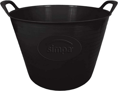 simpa 42L Black Large Multi Purpose Flexible Tub Buckets - Set of 5