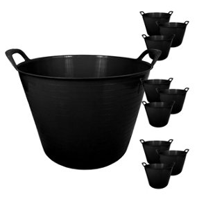 simpa 42L Black Large Multi Purpose Flexible Tub Buckets - Set of 5