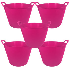 simpa 42L Pink Large Multi Purpose Flexible Tub Buckets - Set of 5