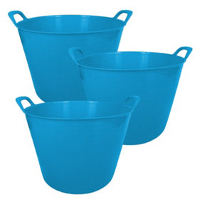 simpa 42L Sky Blue Large Multi Purpose Flexible Tub Buckets - Set of 3