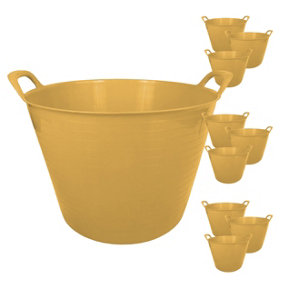 simpa 42L Yellow Large Multi Purpose Flexible Tub Buckets - Set of 10