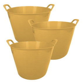 simpa 42L Yellow Large Multi Purpose Flexible Tub Buckets - Set of 3