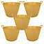 simpa 42L Yellow Large Multi Purpose Flexible Tub Buckets - Set of 5