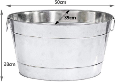 simpa 44L Galvanised Oval Metal Party Beverage Ice Bucket.