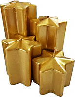 simpa 4PC Gold Unscented Decorative 6 Point Star Wax Candles