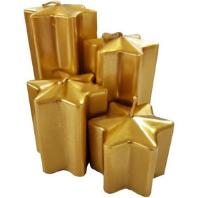 simpa 4PC Gold Unscented Decorative 6 Point Star Wax Candles