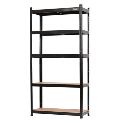 simpa 5 Tier Metal Black Shelving Racking Unit - 875 KG Max Load