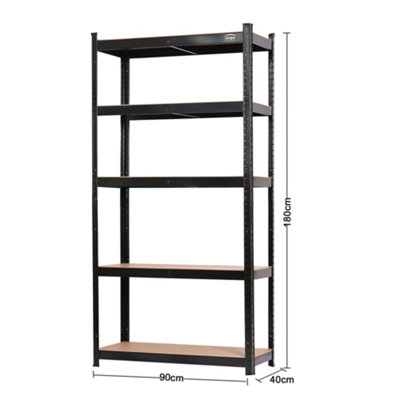 simpa 5 Tier Metal Black Shelving Racking Unit - 875 KG Max Load - 4
