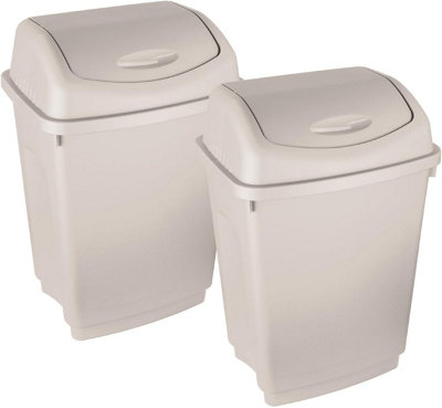 simpa 50L Cream Plastic Swing Lid Bin - Set of 2 Bins