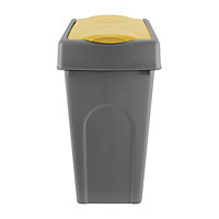 simpa 50L Grey Square Bin with Yellow Lift Top Cowl Lid