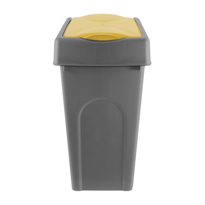 simpa 50L Grey Square Bin with Yellow Lift Top Cowl Lid