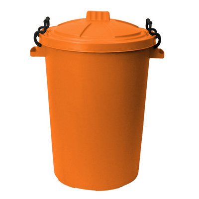 simpa 50L Orange Plastic Locking Lid Bin DIY at B&Q