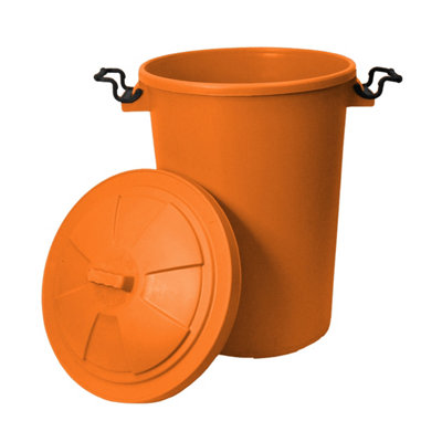simpa 50L Orange Plastic Locking Lid Bin