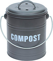 simpa 5L Grey Compost Food Waste Recycling Bin Caddy